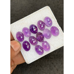 High Quality Natural Amethyst Rose Cut Oval Shape Cabochons Gemstone For Jewelry