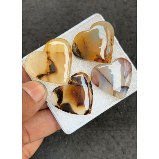 High Quality Natural Montana Agate Smooth Heart Shape Cabochons Gemstone For Jewelry