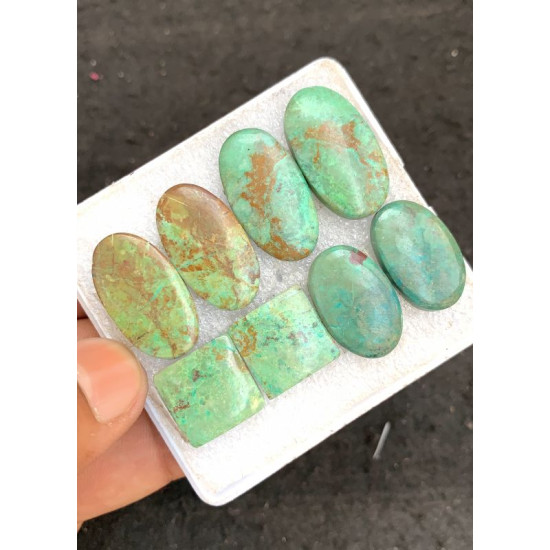 High Quality Natural Chrysocolla Smooth Pair Mix Shape Cabochons Gemstone For Jewelry