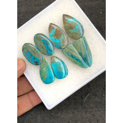High Quality Natural Chrysocolla Smooth Pair Mix Shape Cabochons Gemstone For Jewelry