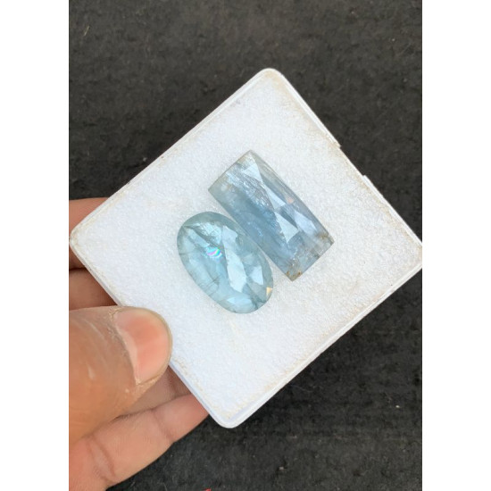 High Quality Natural Aqua Kyanite Rose Cut Mix Shape Cabochons Gemstone For Jewelry