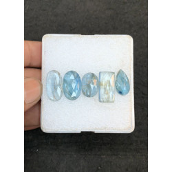 High Quality Natural Aqua Kyanite Rose Cut Mix Shape Cabochons Gemstone For Jewelry