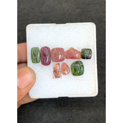 High Quality Natural Tourmaline Hand Craved Mix Shape Cabochons Gemstone For Jewelry