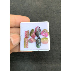 High Quality Natural Watermelon Tourmaline Hand Craved Mix Shape Cabochons Gemstone For Jewelry