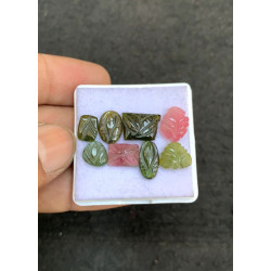 High Quality Natural Tourmaline Hand Craved Mix Shape Cabochons Gemstone For Jewelry