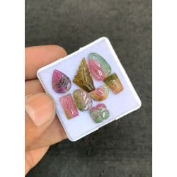 High Quality Natural Watermelon Tourmaline Hand Craved Mix Shape Cabochons Gemstone For Jewelry