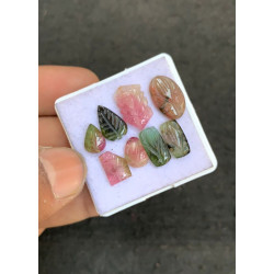 High Quality Natural Watermelon Tourmaline Hand Craved Mix Shape Cabochons Gemstone For Jewelry