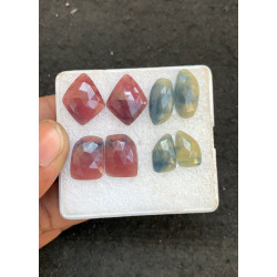 High Quality Natural Multi Sapphire Rose Cut Pair Fancy Shape Cabochons Gemstone For Jewelry