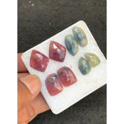 High Quality Natural Multi Sapphire Rose Cut Pair Fancy Shape Cabochons Gemstone For Jewelry