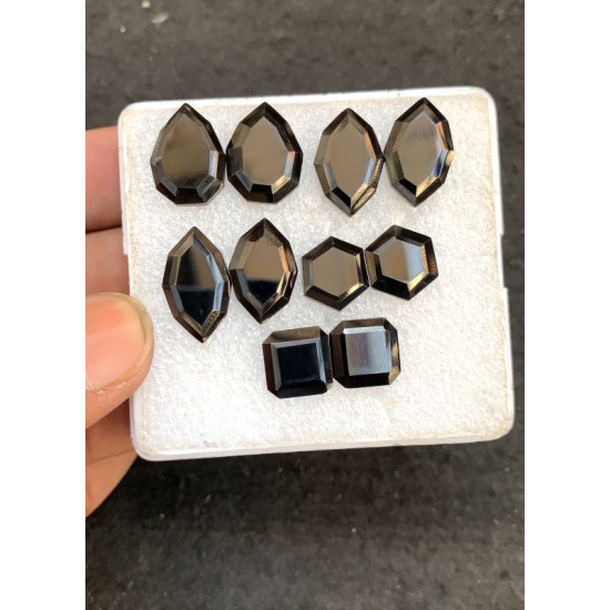 High Quality Natural Black Spinel Step Cut Pair Fancy Shape Cabochons Gemstone For Jewelry