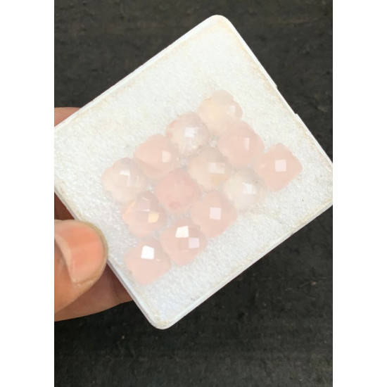 High Quality Natural Rose Quartz Checker Cut Flower Shape Cabochons Gemstone For Jewelry