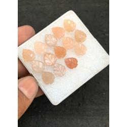 High Quality Natural Peach Moonstone Hand Craved Leaf  Shape Cabochons Gemstone For Jewelry