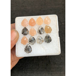 High Quality Natural Mix stone Hand Craved Leaf  Shape Cabochons Gemstone For Jewelry