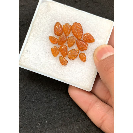 High Quality Natural Orange Kyanite Hand Craved Leaf Shape Cabochons Gemstone For Jewelry