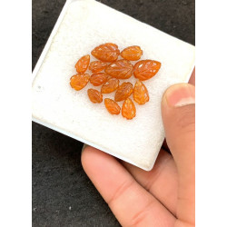 High Quality Natural Orange Kyanite Hand Craved Leaf Shape Cabochons Gemstone For Jewelry