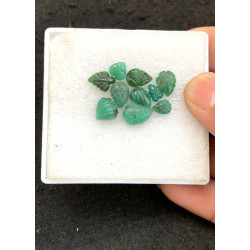High Quality Natural Emerald Hand Craved Leaf Shape Cabochons Gemstone For Jewelry
