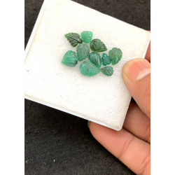 High Quality Natural Emerald Hand Craved Leaf Shape Cabochons Gemstone For Jewelry