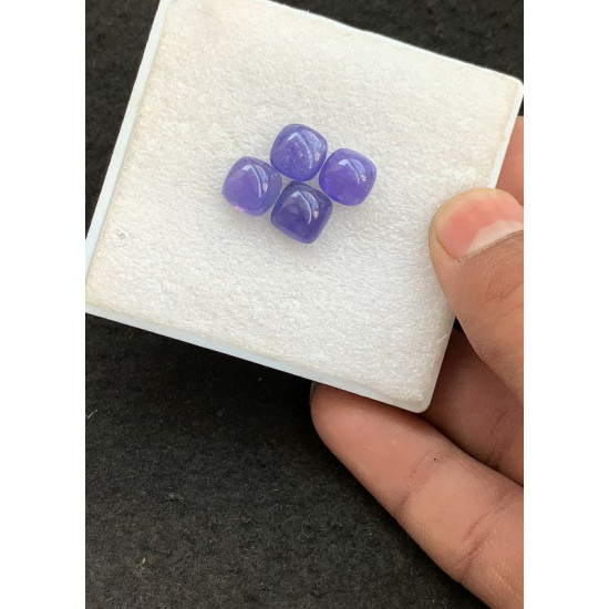 High Quality Natural Tanzanite Smooth Cushion Shape Cabochon Gemstone For Jewelry