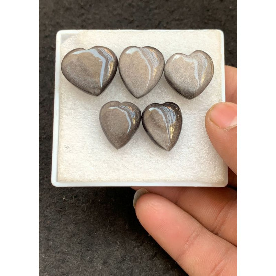 High Quality Natural Silver Obsidian Smooth Heart Shape Cabochons Gemstone For Jewelry