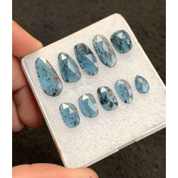 High Quality Teal Green Kyanite  Rose Cut Fancy Shape Cabochon For Jewelry