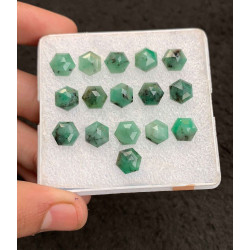 High Quality Natural Emerald Rose Cut Hexagon Shape Cabochon For Jewelry