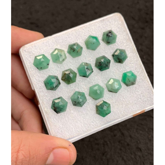 High Quality Natural Emerald Rose Cut Hexagon Shape Cabochon For Jewelry