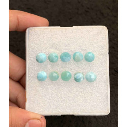 High Quality Natural Larimar Rose Cut Round Shape Cabochon For Jewelry