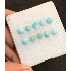 High Quality Natural Larimar Rose Cut Round Shape Cabochon For Jewelry