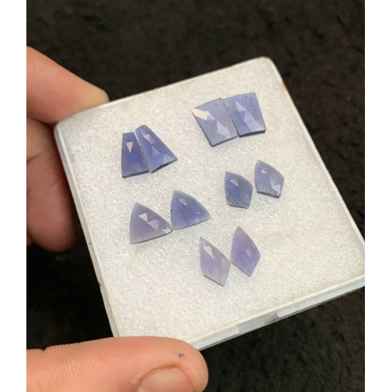 High Quality Natural Iolite Rose Cut Fancy Shape Cabochon For Jewelry