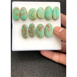 High Quality Natural Chrysocolla Smooth Pair Oval Shape Cabochons Gemstone For Jewelry