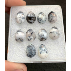 High Quality Natural Dendrite Opal Rose Cut Pear Shape Cabochon For Jewelry