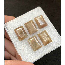 High Quality Natural Golden Sapphire Step Cut Rectangle Shape Cabochon For Jewelry