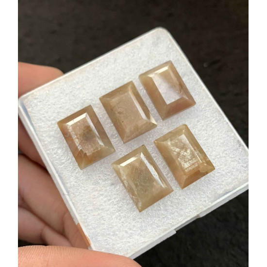 High Quality Natural Golden Sapphire Step Cut Rectangle Shape Cabochon For Jewelry