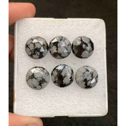 High Quality Natural Snow Flake Obsidian Rose Cut Round Shape Cabochon For Jewelry