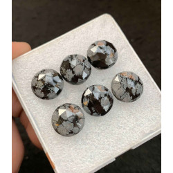 High Quality Natural Snow Flake Obsidian Rose Cut Round Shape Cabochon For Jewelry