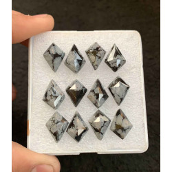 High Quality Natural Snow Flake Obsidian Rose Cut Fancy Shape Cabochon For Jewelry