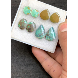 High Quality Natural Tibetan Turquoise Smooth Pair Mix Shape Cabochons Gemstone For Jewelry