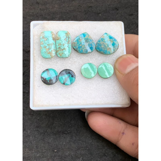 High Quality Natural Tibetan Turquoise Smooth Pair Mix Shape Cabochons Gemstone For Jewelry