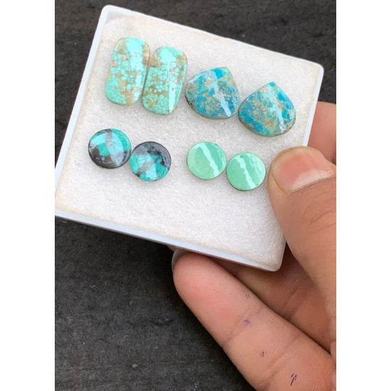 High Quality Natural Tibetan Turquoise Smooth Pair Mix Shape Cabochons Gemstone For Jewelry