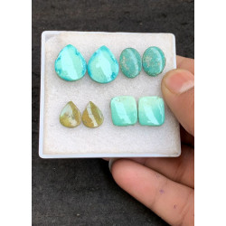 High Quality Natural Tibetan Turquoise Smooth Pair Mix Shape Cabochons Gemstone For Jewelry