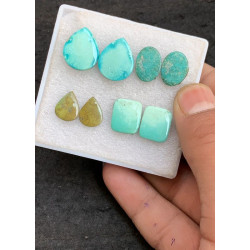 High Quality Natural Tibetan Turquoise Smooth Pair Mix Shape Cabochons Gemstone For Jewelry