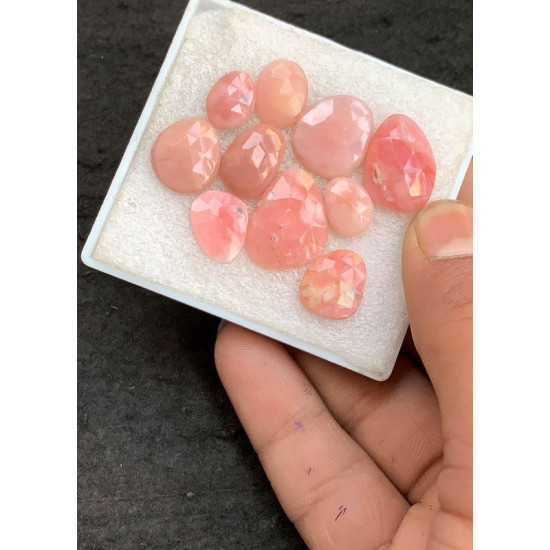 High Quality Natural Peruvian Pink Opal Rose Cut Fancy Shape Cabochon Gemstone For Jewelry