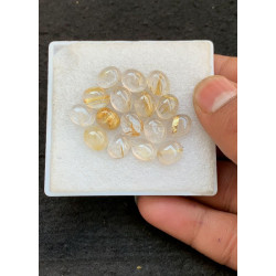 High Quality Natural Golden Rutilated Quartz Smooth Oval Shape Cabochons Gemstone For Jewelry