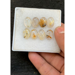 High Quality Natural Golden Rutilated Quartz Smooth Oval Shape Cabochons Gemstone For Jewelry