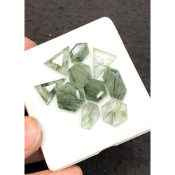 High Quality Natural Green Rutilated Quartz Step Cut Fancy Shape Cabochons Gemstone For Jewelry