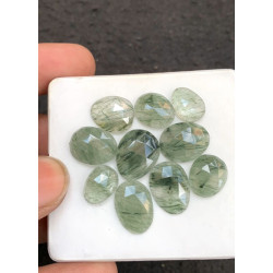 High Quality Natural Green Rutilated Quartz Rose Cut Fancy Shape Cabochons Gemstone For Jewelry