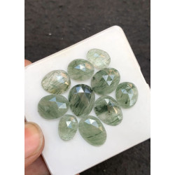 High Quality Natural Green Rutilated Quartz Rose Cut Fancy Shape Cabochons Gemstone For Jewelry