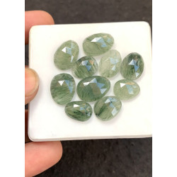 High Quality Natural Green Rutilated Quartz Rose Cut Fancy Shape Cabochons Gemstone For Jewelry