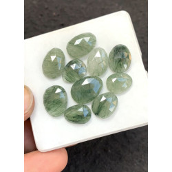 High Quality Natural Green Rutilated Quartz Rose Cut Fancy Shape Cabochons Gemstone For Jewelry