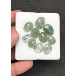 High Quality Natural Green Rutilated Quartz Rose Cut Fancy Shape Cabochons Gemstone For Jewelry